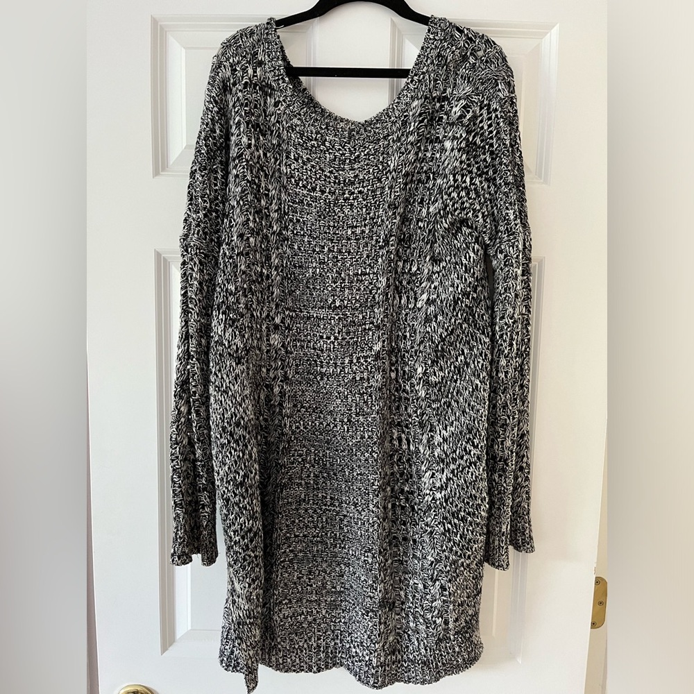 White and Black Cable Knit Sweater